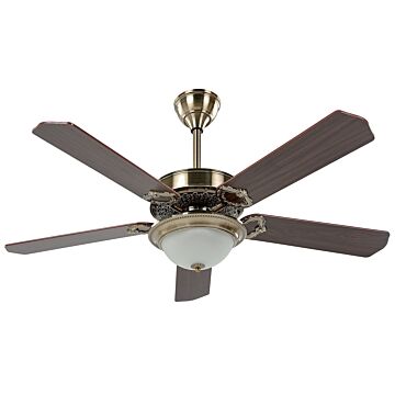 Traditional Ceiling Fan With Light Gold And Dark Wood Metal 5 Blades Remote Control Beliani