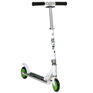 Homcom Scooter For Kids Toddler One-click Foldable Kick Scooter With Adjustable Height Brake For Boys And Girls 3-8 Years Aluminium White