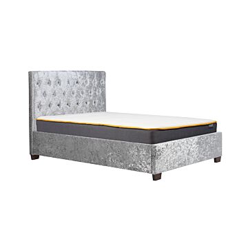 Cologne Double Bed Steel Crushed Velvet