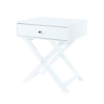 Painted White X Leg 1 Drawer Petite Bedside Cabinet