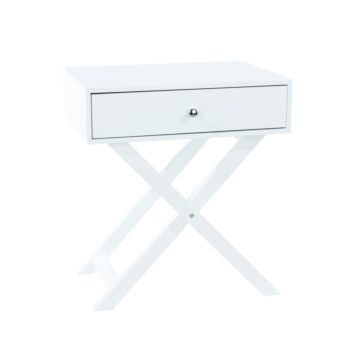 Painted White X Leg 1 Drawer Petite Bedside Cabinet