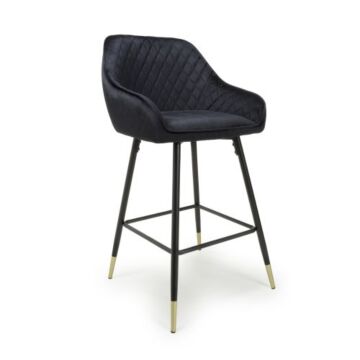 Savanna Brushed Velvet Black Bar Stool