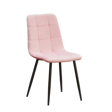 Pink Fabric Chair Black Metal Legs