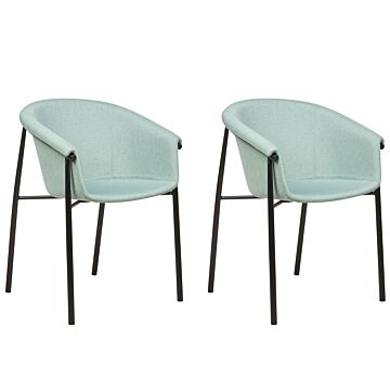 Set Of 2 Dining Chairs Mint Green Fabric Upholster Contemporary Modern Design Dining Room Seating Beliani