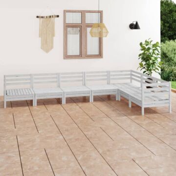 Vidaxl 7 Piece Garden Lounge Set Solid Wood Pine White