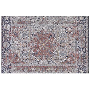 Area Rug Multicolour Polyester And Cotton 150 X 230 Cm Oriental Pattern Distressed Effect Living Room Bedroom Beliani