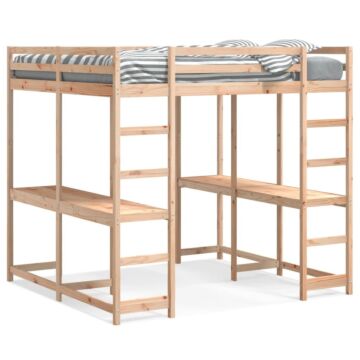Vidaxl Loft Bed With Desk And Ladder 160x200 Cm Solid Wood Pine