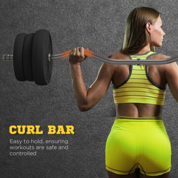 Sportnow 25kg Barbell Set, Adjustable Weights With Curl Bar And Non-slip Handle, For Women And Men Weight Lifting Training