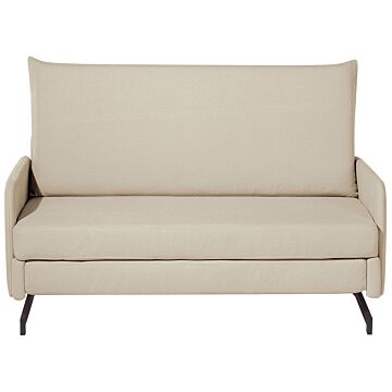 Sofa Bed Beige Fabric 2 Seater Modern Living Room Beliani