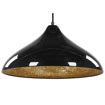 Ceiling Light Pendant Black With Cracked Glass Lamp Beliani
