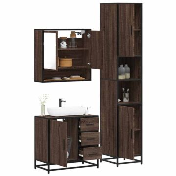 Vidaxl 4 Piece Bathroom Furniture Set Brown Oak Engineered Wood