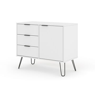 Augusta White Small Sideboard With 1 Door, 3 Drawers