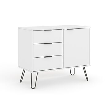 Augusta White Small Sideboard With 1 Door, 3 Drawers