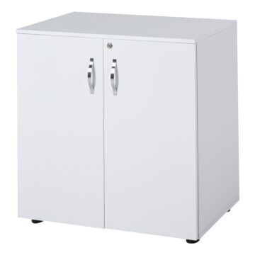 Vinsetto 2-tier Locking Office Storage Cabinet File Organisation W/ Feet Melamine Coating Aluminium Handles 2 Keys Stylish White