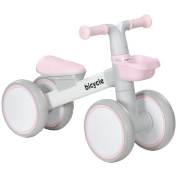 Aiyaplay Kids Balance Bike For 1-3 Years Old With Adjustable Seat, Silent Wheels, Pink