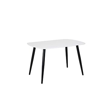 Aspen Rectangular Dining Table, White Painted Top With Black Tapered Legs