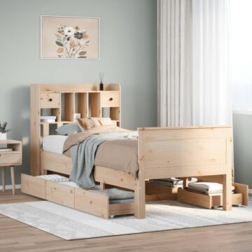 Vidaxl Bookcase Bed Without Mattress 90x190 Cm Single Solid Wood Pine