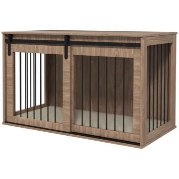 Pawhut Dog Crate Furniture With Removable Cushion For Xl Dogs, 118 X 60 X 73 Cm, Brown