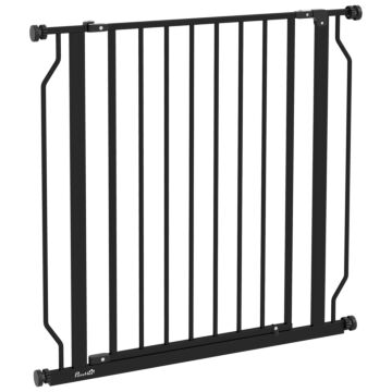 Pawhut Extra Wide Dog Safety Gate, With Door Pressure, For Doorways, Hallways, Staircases - Black