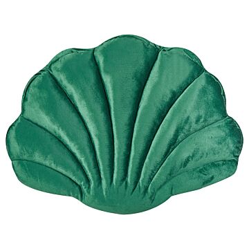 Seashell Scatter Cushion Emerald Green Velvet Scallop Shape Throw Pillow Decoration Marine Theme Textiles Beliani