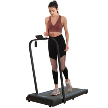 Sportnow 2.5hp Walking Pad, 1-6km/h Folding Treadmill With Remote Control And Led Display For Home Gym Office, Blue