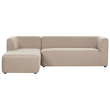 Right Hand Corner Sofa Polyester Beige 4-seater Upholstered Plastic Legs Fabric Minimalist Modern Beliani