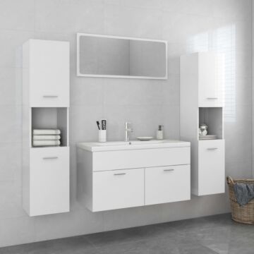 Vidaxl Bathroom Furniture Set High Gloss White Engineered Wood