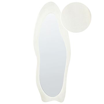 Wall Mirror White Mdf Frame Glass 57 X 160 Cm Irregular Shape Decorative Wall Mounted Accent Piece Modern Style Beliani