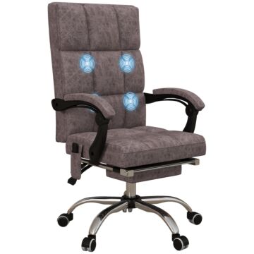 Vinsetto Executive Vibration Massage Office Chair, Microfibre Computer Chair With Armrest, 135° Reclining Back, Charcoal Grey