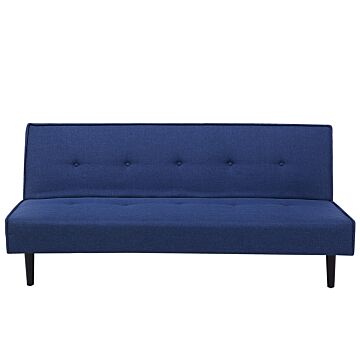 Sofa Bed Blue 3 Seater Buttoned Seat Click Clack Beliani