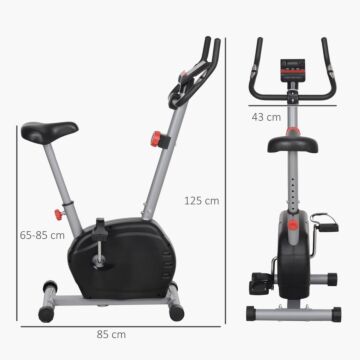 Sportnow Quiet Exercise Bike Stationary Bike With 8-level Magnetic Resistance, Heart-rate Sensor And Wheels, Grey