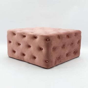 80x80cm Pink Buttoned Square Footstool
