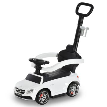 Homcom Toddlers Push Along Car Licensed Pp Mercedes-benz Ride On Stroller White