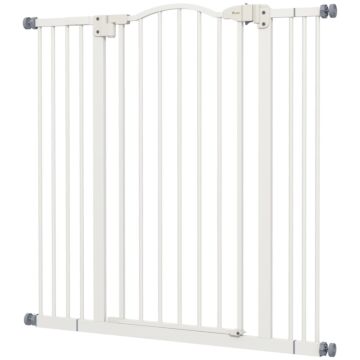 Pawhut Metal Pet Safety Gate Dog Gate Folding Fence, White
