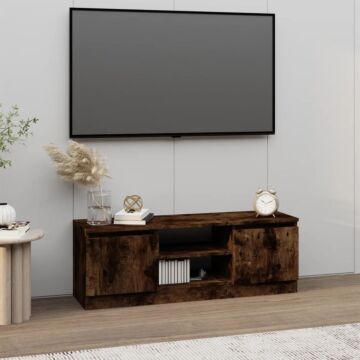 Vidaxl Tv Cabinet With Door Smoked Oak 102x30x36 Cm