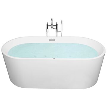 Freestanding Whirlpool Bath White Sanitary Acrylic Single 170 X 80 Cm Oval Modern Design Beliani