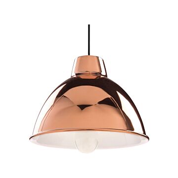 Hanging Light Pendant Lamp Copper High Gloss Shade Geometric Round Industrial Design Beliani