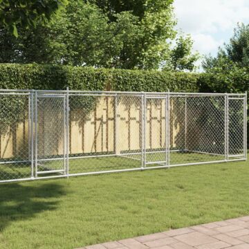 Vidaxl Dog Cage With Doors Grey 8x2x1.5 M Galvanised Steel