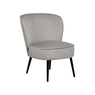 Armchair Light Grey Velvet Fabric Armless Accent Chair Armless Metal Legs Modern Design Living Room Bedroom Beliani