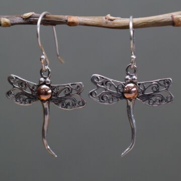 Silver & Gold Earring - Dragonflies