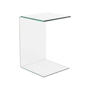 Side End Table Transparent Glass 40 X 40 Cm Cantilever Minimalist Beliani