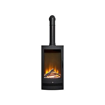 Acantha Horizon Electric Stove With Tall Angled Stove Pipe In Black