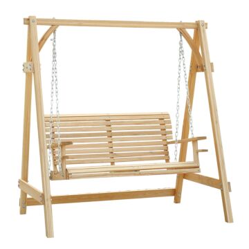 Outsunny 2-seater Larch Wood Swing Chair Bench