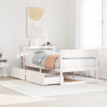 Vidaxl Bed Frame Without Mattress White 90x200 Cm Solid Wood Pine