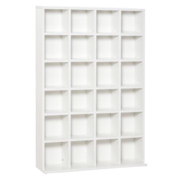 Homcom 480 Cd / 312 Dvd Storage Shelf Rack Media Storage Unit Shelves Racks Wooden Bookcase Display Unit With 4 Adjustable Shelves White