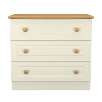 Warwick 3 Drawer Chest In Cream Ash & Modern Oak