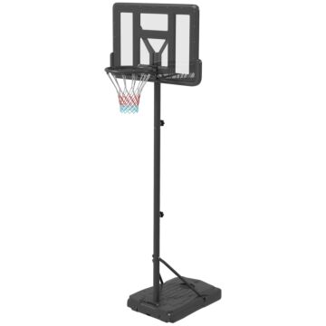 Sportnow Height Adjustable Basketball Stand Net Set System, Free Standing Basketball Hoop And Stand With Wheels, 200-305cm, Black