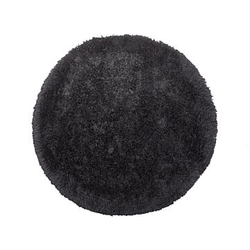 Shaggy Area Rug High-pile Carpet Solid Black Polyester Rectangular 140 Cm Beliani