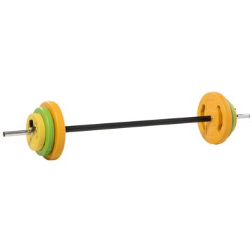 Homcom 20kg Barbell Weights Set, Adjustable Body Pump Weights With Non-slip Handle, For Women And Men Home Gym Strength Training
