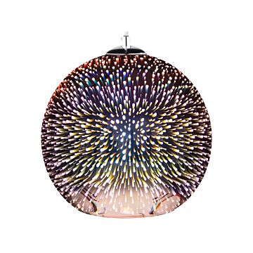 Pendant Ceiling Lamp Copper Glass Reflexive Globe Shade Infinity Light Effect Starburst Industrial Beliani
